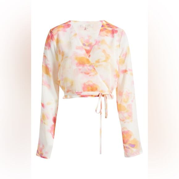 NWT WAYF Jess Tie Dye Wrap Crop Top Long Sleeve Size Medium - Picture 3 of 8